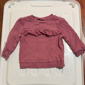 OshKosh B’gosh Long-Sleeve Ruffle Waffle Knit Top - Dusty Rose 18M